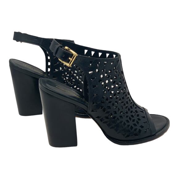 Rebecca Minkoff Black Leather Peep Toes Slingback Heel Sandal size 8M - Picture 8 of 11